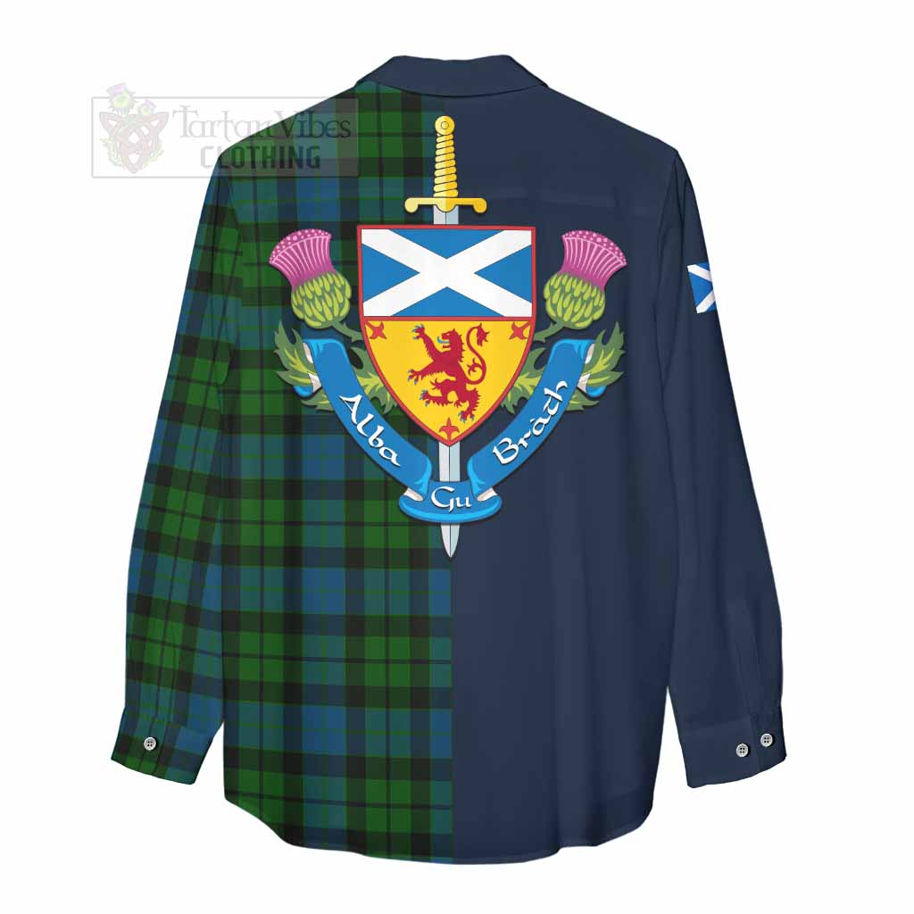 Tartan Vibes Clothing MacKay (McKay) Tartan Women's Casual Shirt Alba with Scottish Lion Royal Arm Half Style
