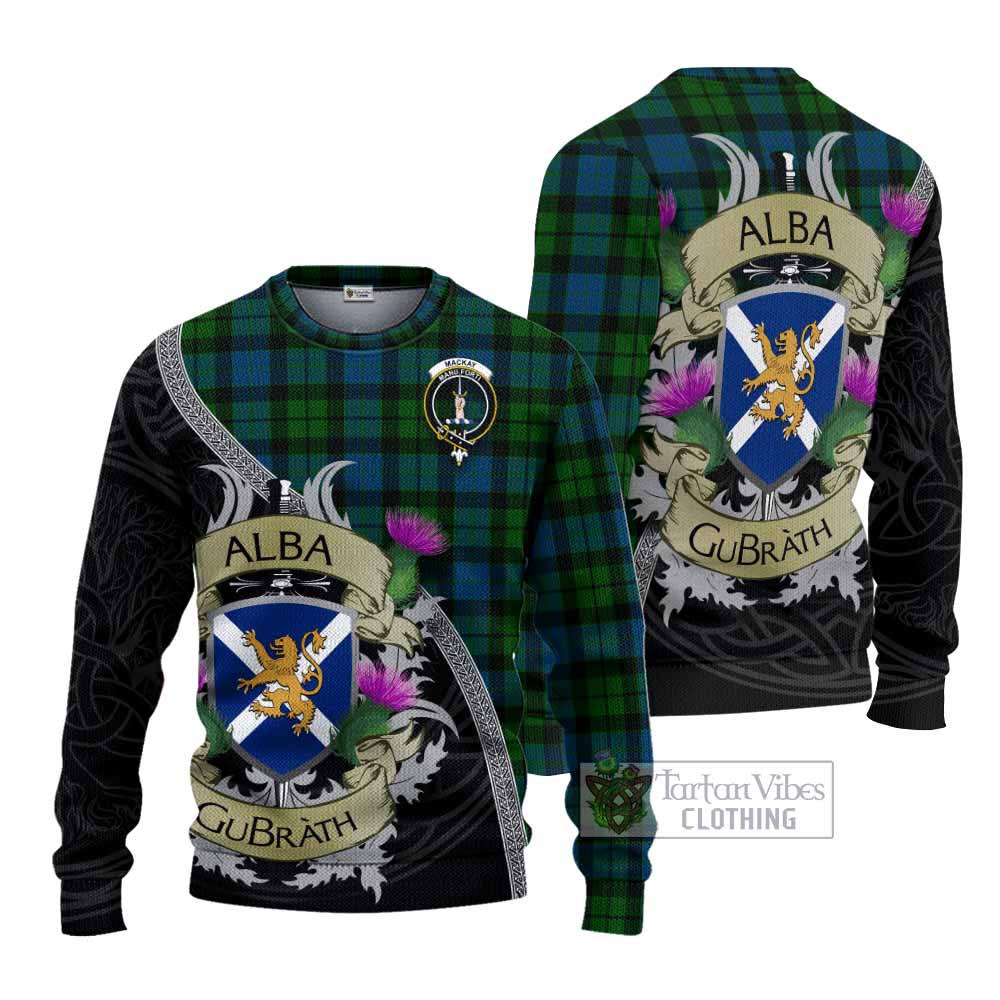 Tartan Vibes Clothing MacKay (McKay) Tartan Family Crest Knitted Sweater Lion Rampant Royal Thistle Shield Celtic Inspired