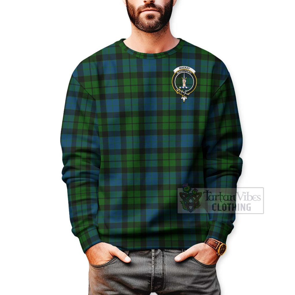 Tartan Vibes Clothing MacKay (McKay) Tartan Sweatshirt with Family Crest and Bearded Skull Holding Bottles of Whiskey