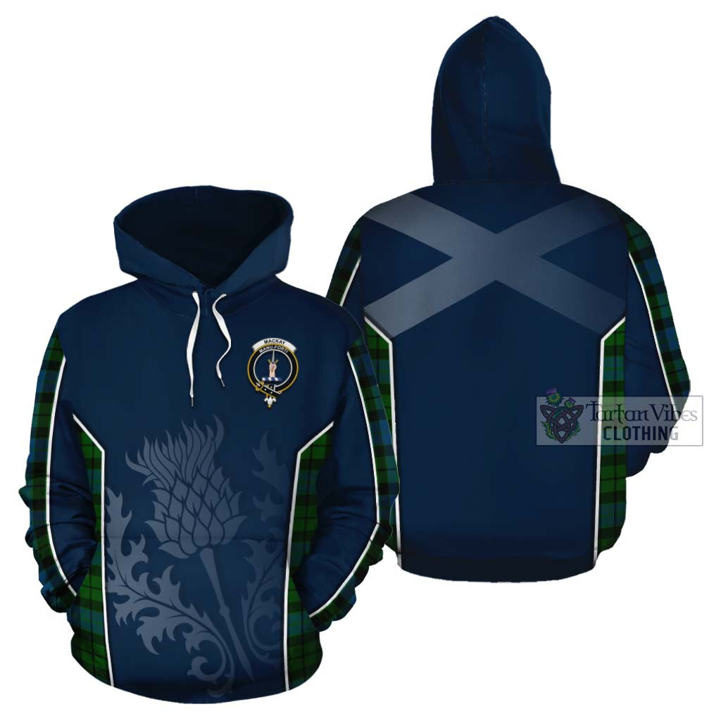 Tartan Vibes Clothing MacKay (McKay) Tartan Cotton Hoodie with Family Crest and Scottish Thistle Vibes Sport Style