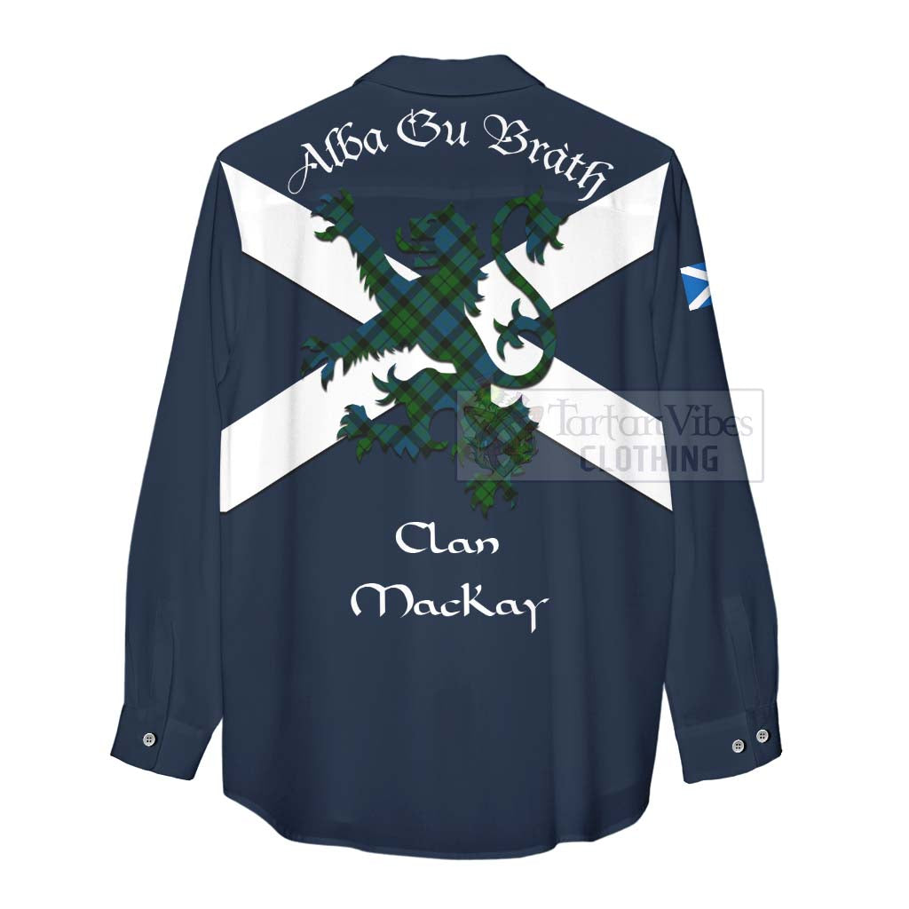 Tartan Vibes Clothing MacKay (McKay) Tartan Lion Rampant Women's Casual Shirt Proudly Display Your Heritage with Alba Gu Brath and Clan Name
