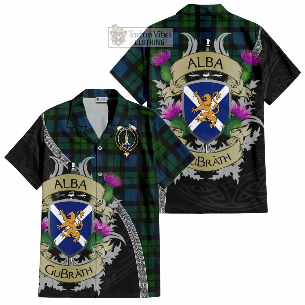 Tartan Vibes Clothing MacKay (McKay) Tartan Family Crest Short Sleeve Button Shirt Lion Rampant Royal Thistle Shield Celtic Inspired