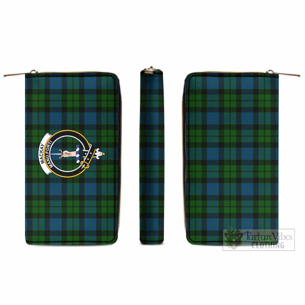 Tartan Vibes Clothing MacKay (McKay) Tartan Women's Leather Wallet with Family Crest