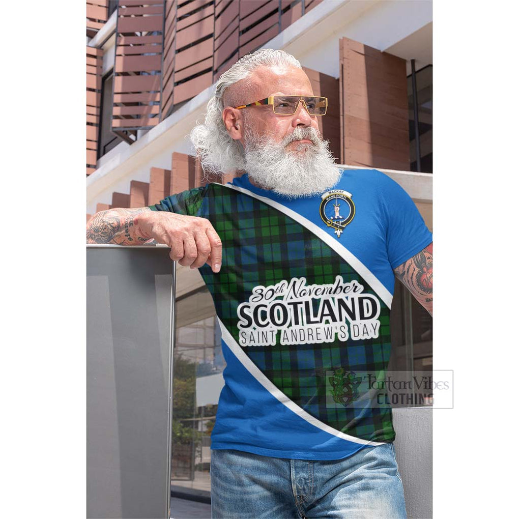 Tartan Vibes Clothing MacKay (McKay) Family Crest Tartan Cotton T-shirt Celebrate Saint Andrew's Day in Style