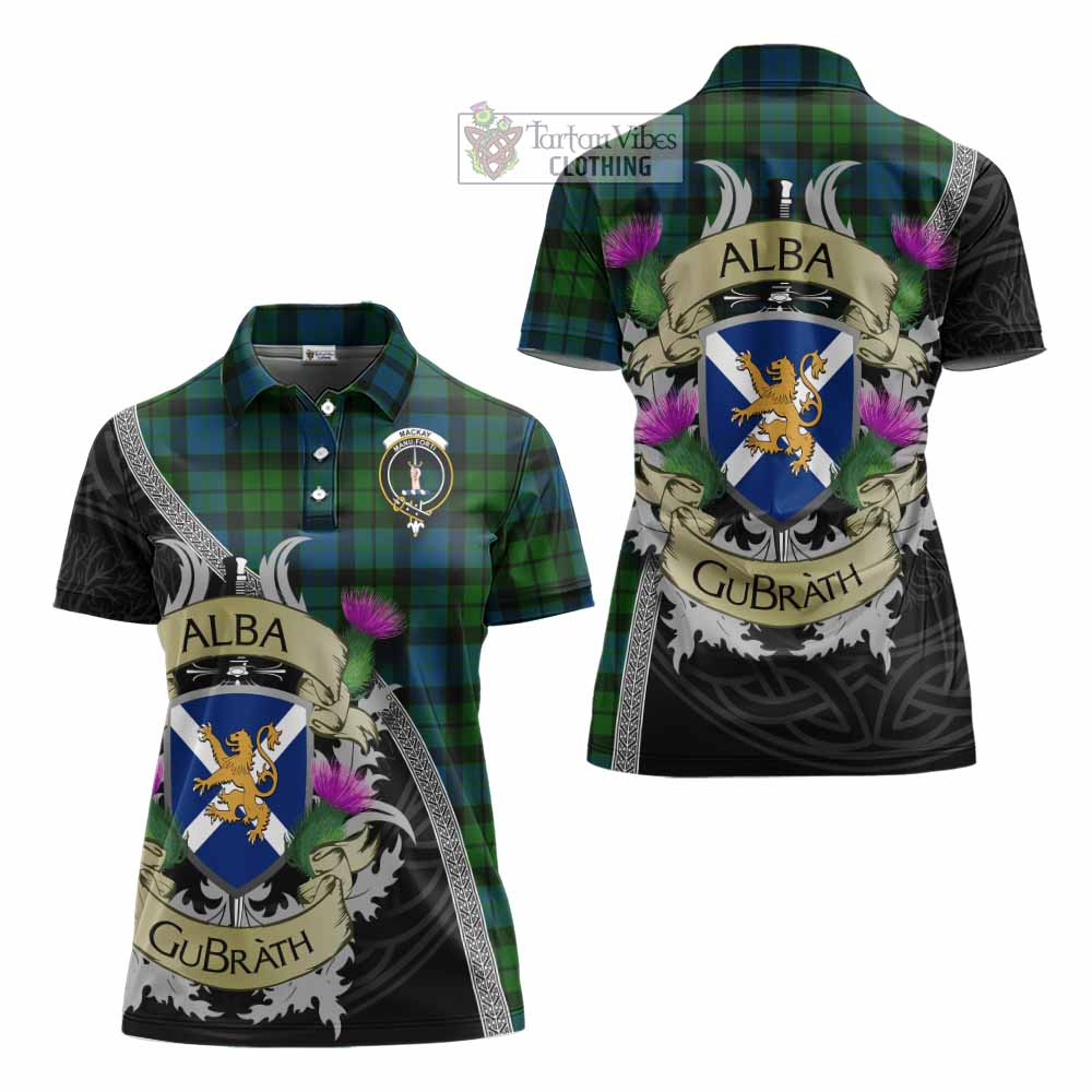 Tartan Vibes Clothing MacKay (McKay) Tartan Family Crest Women's Polo Shirt Lion Rampant Royal Thistle Shield Celtic Inspired