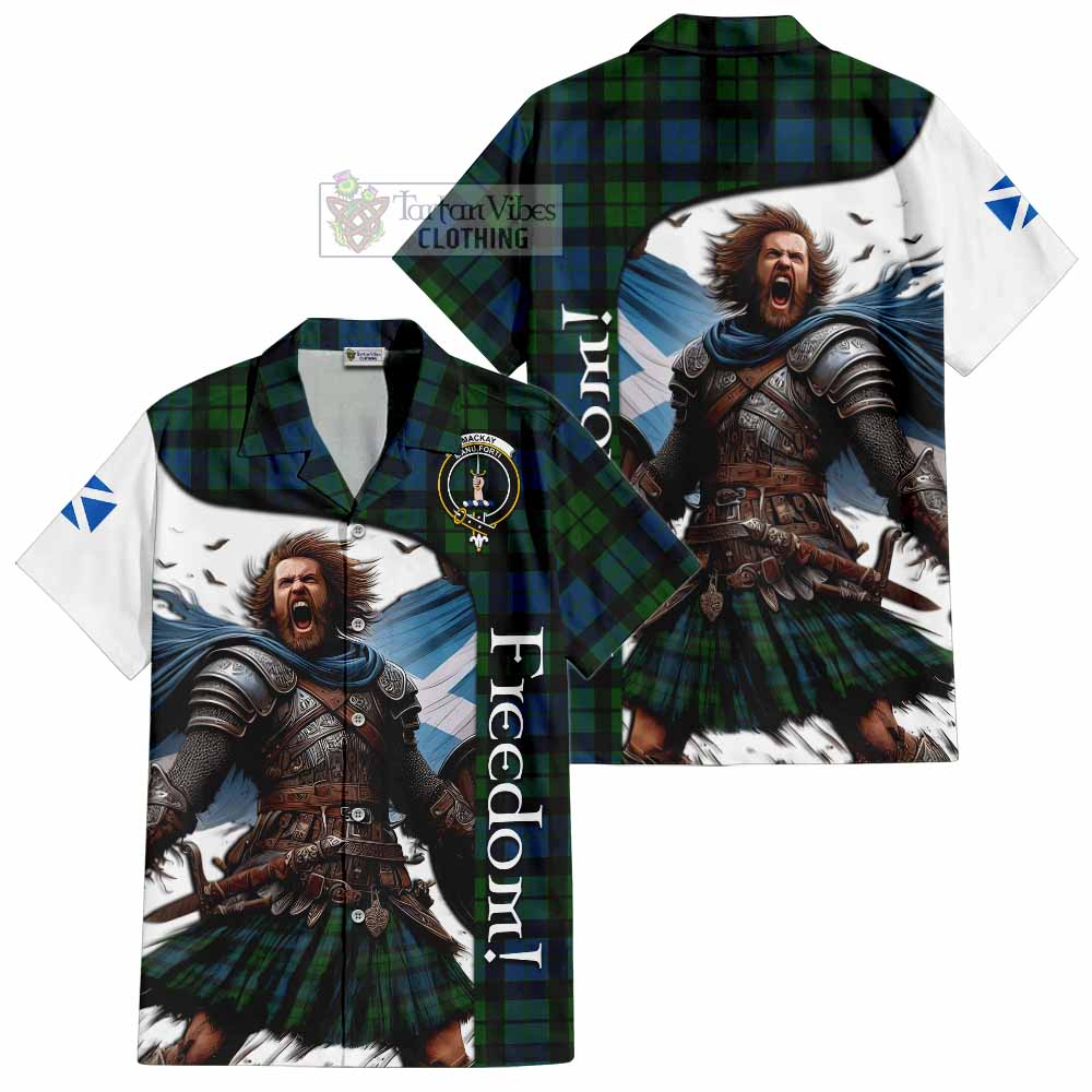 Tartan Vibes Clothing MacKay (McKay) Crest Tartan Short Sleeve Button Shirt Inspired by the Freedom of Scottish Warrior