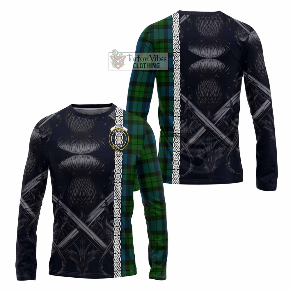Tartan Vibes Clothing MacKay (McKay) Tartan Long Sleeve T-Shirt with Family Crest Cross Sword Thistle Celtic Vibes