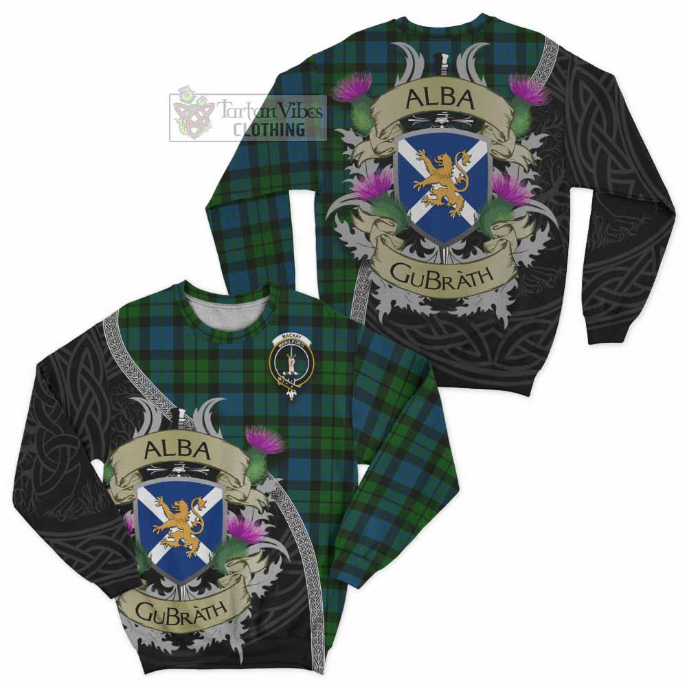 Tartan Vibes Clothing MacKay (McKay) Tartan Family Crest Sweatshirt Lion Rampant Royal Thistle Shield Celtic Inspired