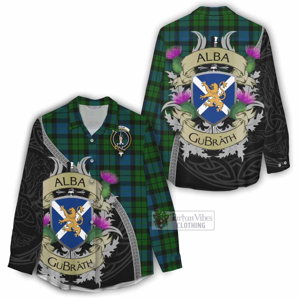 Tartan Vibes Clothing MacKay (McKay) Tartan Family Crest Women's Casual Shirt Lion Rampant Royal Thistle Shield Celtic Inspired