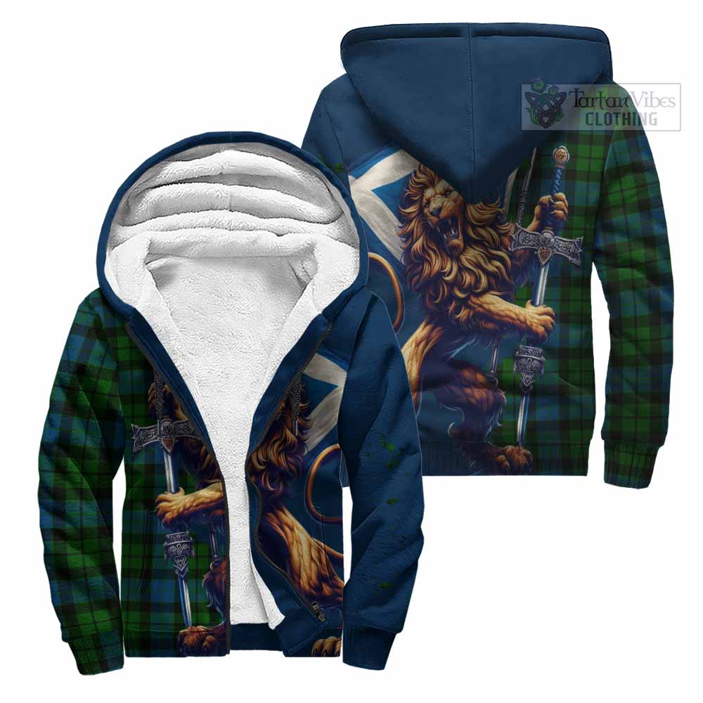 Tartan Vibes Clothing MacKay (McKay) Tartan Family Crest Sherpa Hoodie with Scottish Majestic Lion