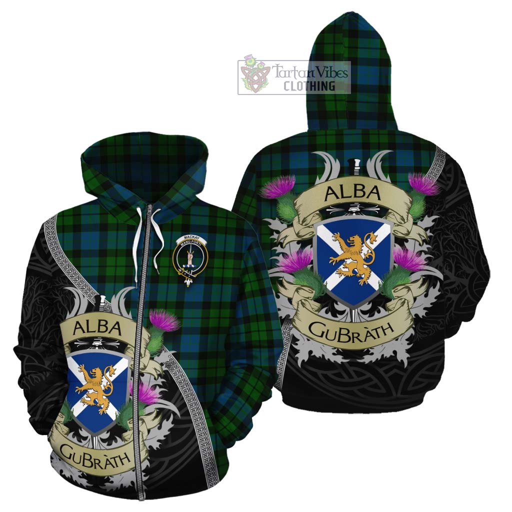 Tartan Vibes Clothing MacKay (McKay) Tartan Family Crest Cotton Hoodie Lion Rampant Royal Thistle Shield Celtic Inspired