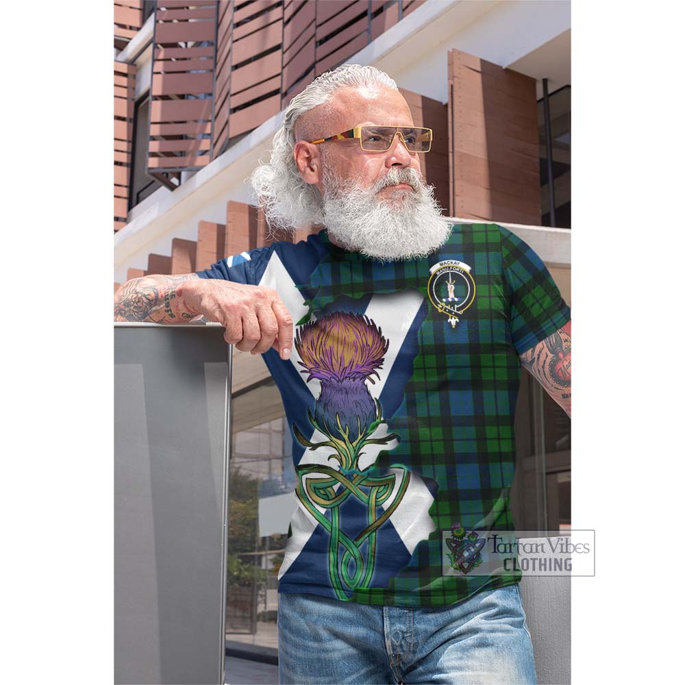 Tartan Vibes Clothing MacKay (McKay) Tartan Family Crest Cotton T-shirt Scottish Thistle Celtic Inspired