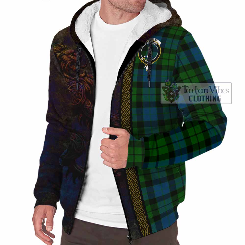 Tartan Vibes Clothing MacKay (McKay) Tartan Family Crest Sherpa Hoodie Alba Gu Brath Be Brave Lion Ancient Style