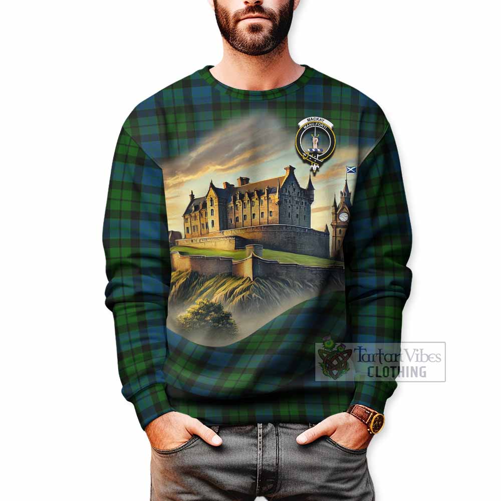 Tartan Vibes Clothing MacKay (McKay) Tartan Family Crest Sweatshirt with Scottish Ancient Castle Style