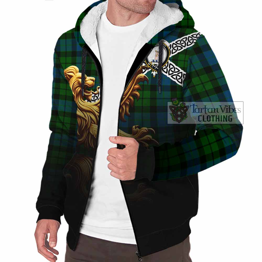 Tartan Vibes Clothing MacKay (McKay) Crest Tartan Sherpa Hoodie with Golden Lion Emblem Celtic Style