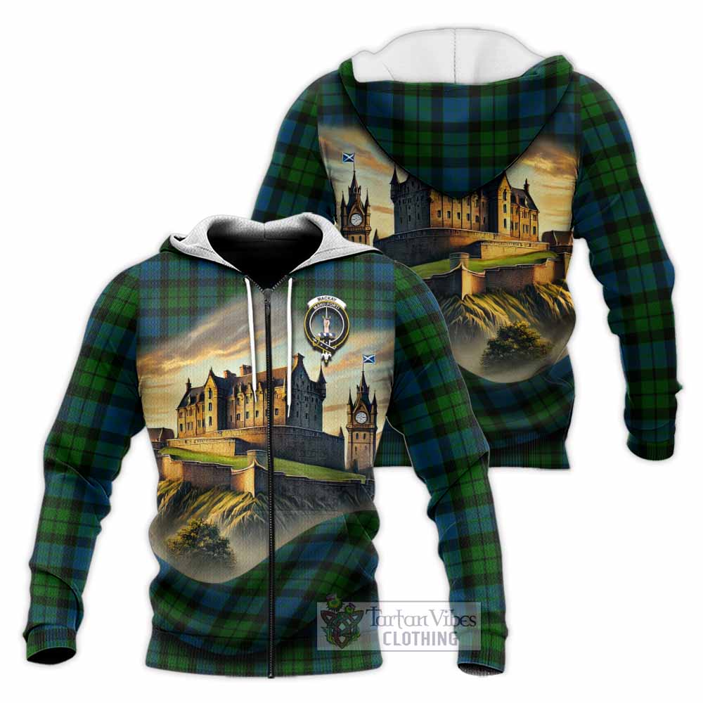 Tartan Vibes Clothing MacKay (McKay) Tartan Family Crest Knitted Hoodie with Scottish Ancient Castle Style