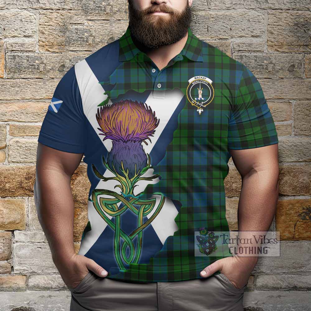 Tartan Vibes Clothing MacKay (McKay) Tartan Family Crest Polo Shirt Scottish Thistle Celtic Inspired