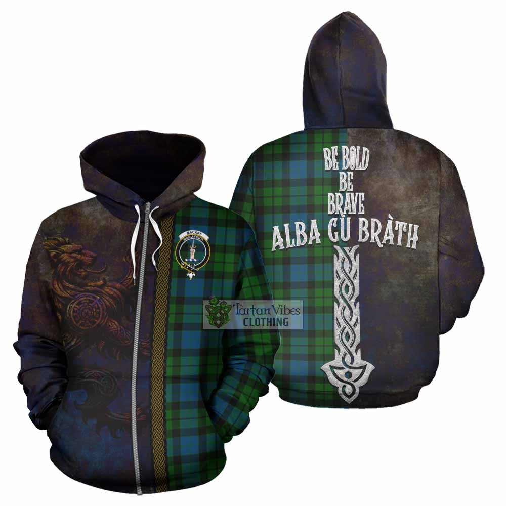 Tartan Vibes Clothing MacKay (McKay) Tartan Family Crest Hoodie Alba Gu Brath Be Brave Lion Ancient Style
