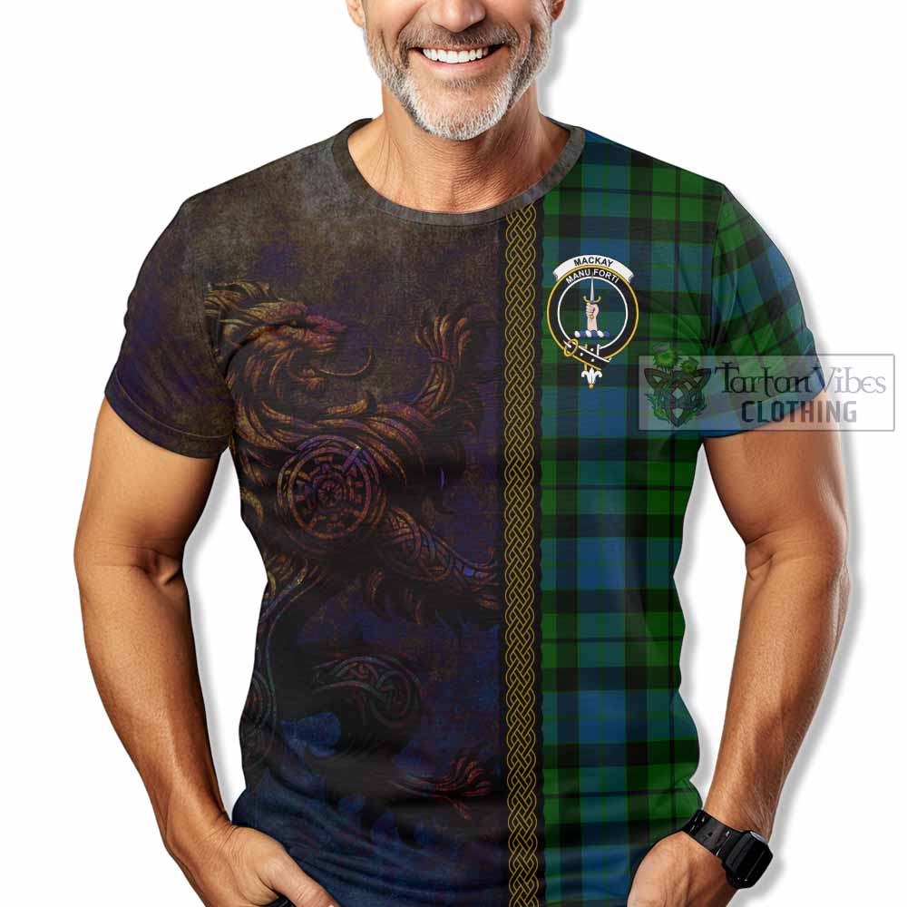 Tartan Vibes Clothing MacKay (McKay) Tartan Family Crest T-Shirt Alba Gu Brath Be Brave Lion Ancient Style