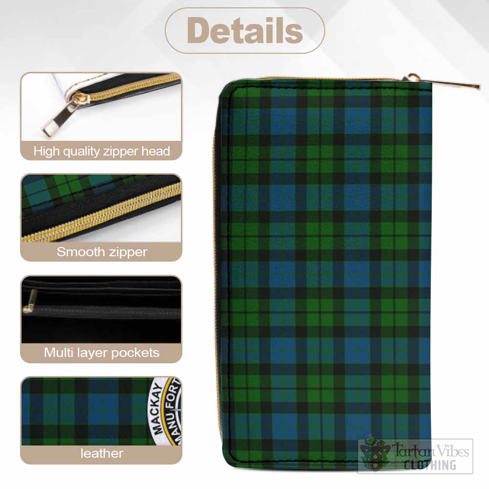Tartan Vibes Clothing MacKay (McKay) Tartan Women's Leather Wallet with Family Crest