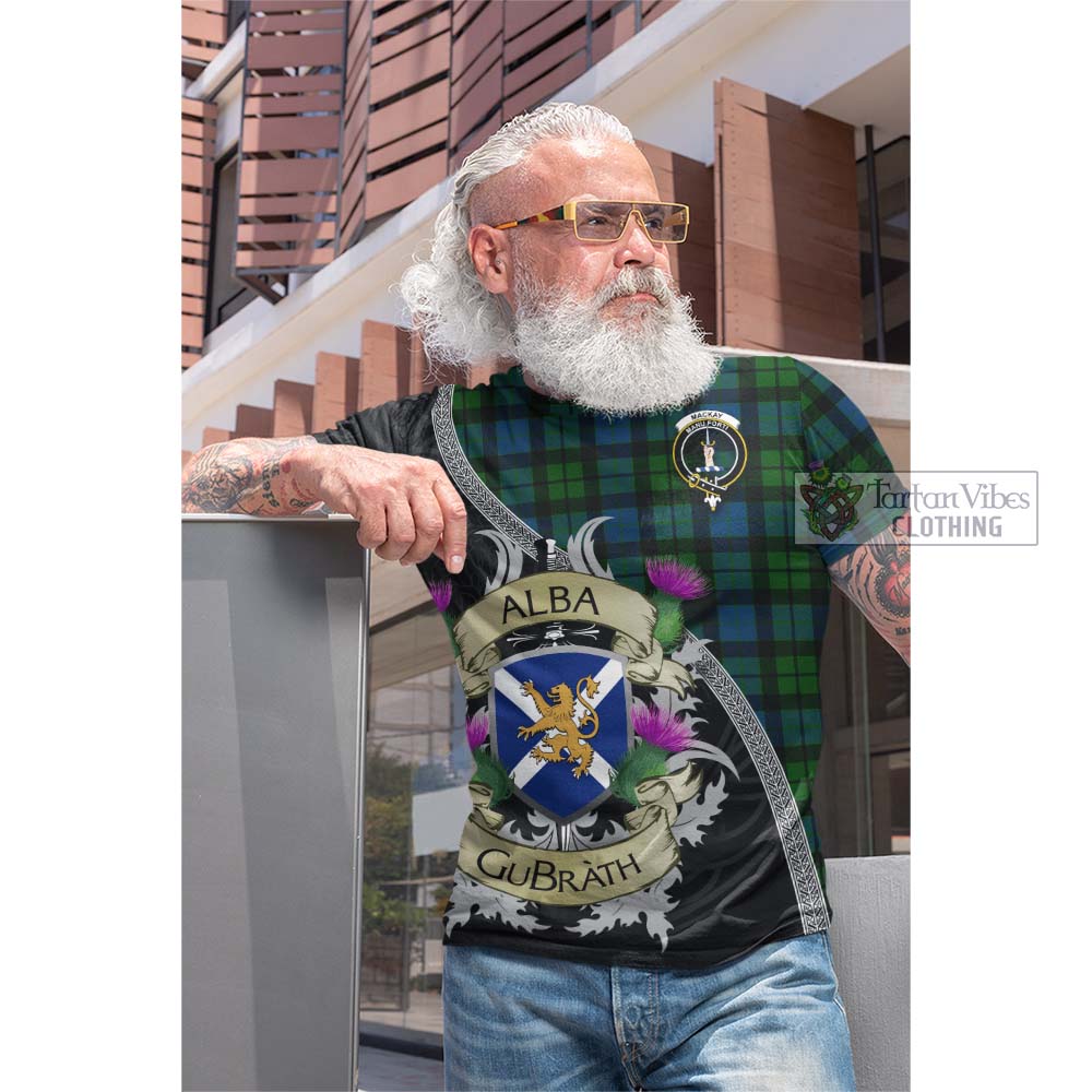 Tartan Vibes Clothing MacKay (McKay) Tartan Family Crest Cotton T-shirt Lion Rampant Royal Thistle Shield Celtic Inspired