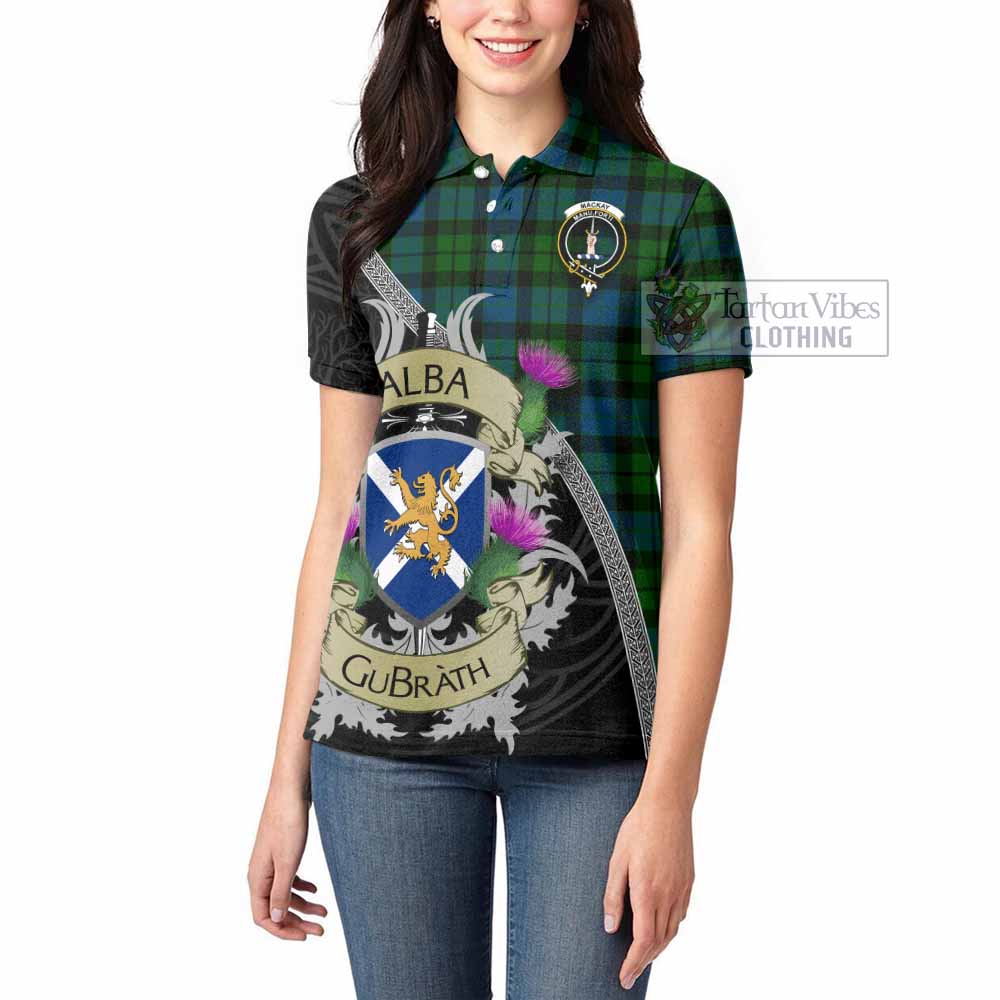 Tartan Vibes Clothing MacKay (McKay) Tartan Family Crest Women's Polo Shirt Lion Rampant Royal Thistle Shield Celtic Inspired