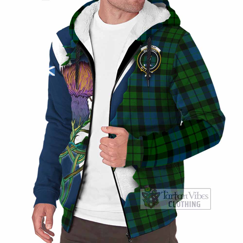 Tartan Vibes Clothing MacKay (McKay) Tartan Family Crest Sherpa Hoodie Scottish Thistle Celtic Inspired