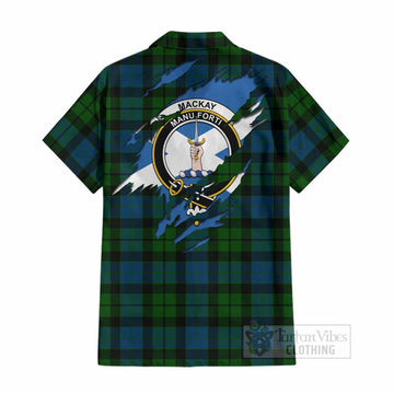 MacKay (McKay) Clan Crest In Me Tartan Cotton Hawaiian Shirt Scotland Flag Style