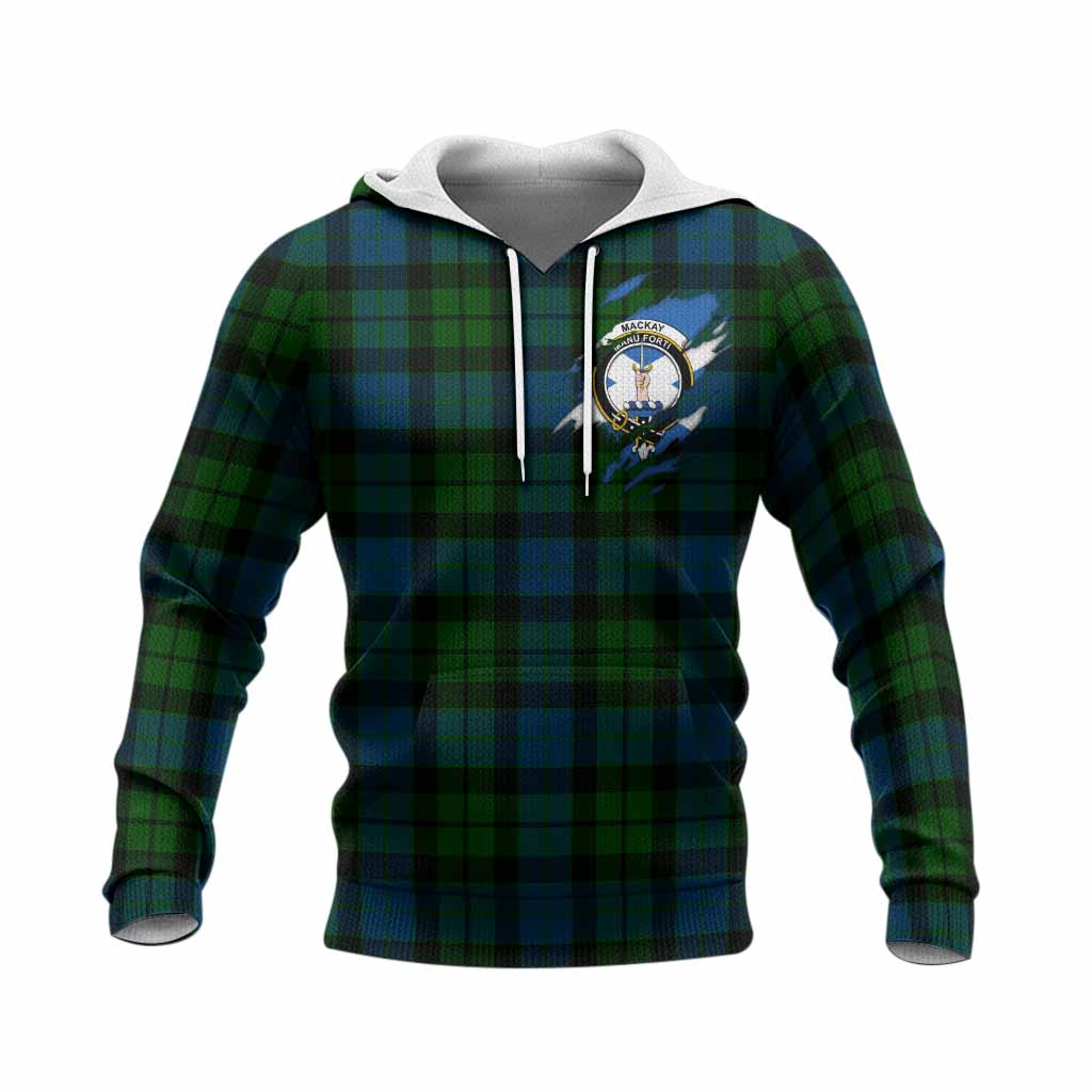 MacKay (McKay) Clan Crest In Me Tartan Knitted Hoodie Scotland Flag Style