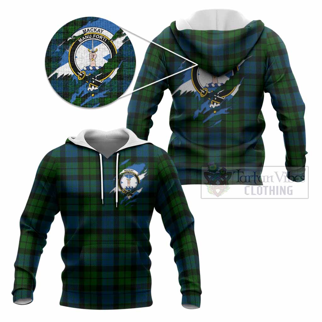 MacKay (McKay) Clan Crest In Me Tartan Knitted Hoodie Scotland Flag Style