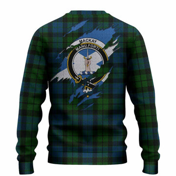 MacKay (McKay) Clan Crest In Me Tartan Knitted Sweater Scotland Flag Style
