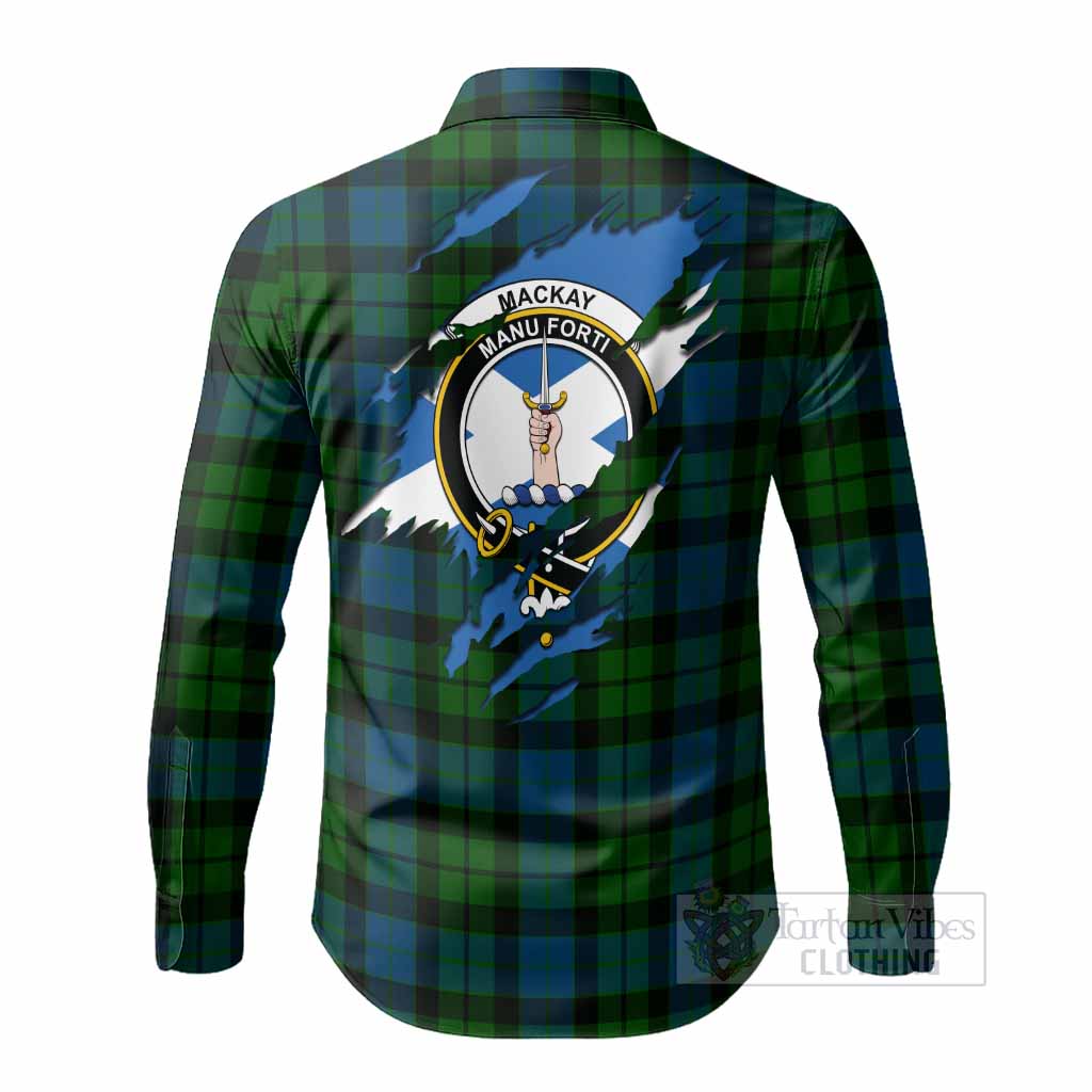 MacKay (McKay) Clan Crest In Me Tartan Long Sleeve Button Shirts Scotland Flag Style