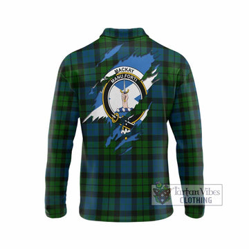 MacKay (McKay) Clan Crest In Me Tartan Long Sleeve Polo Shirt Scotland Flag Style