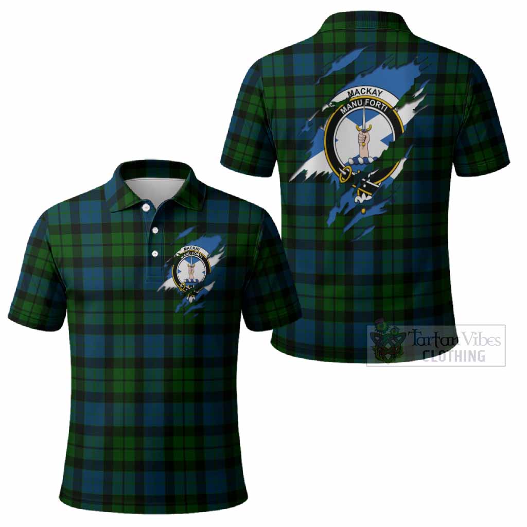 MacKay (McKay) Clan Crest In Me Tartan Polo Shirt Scotland Flag Style