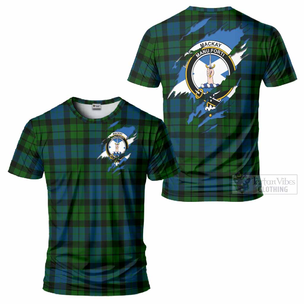 MacKay (McKay) Clan Crest In Me Tartan T-Shirt Scotland Flag Style