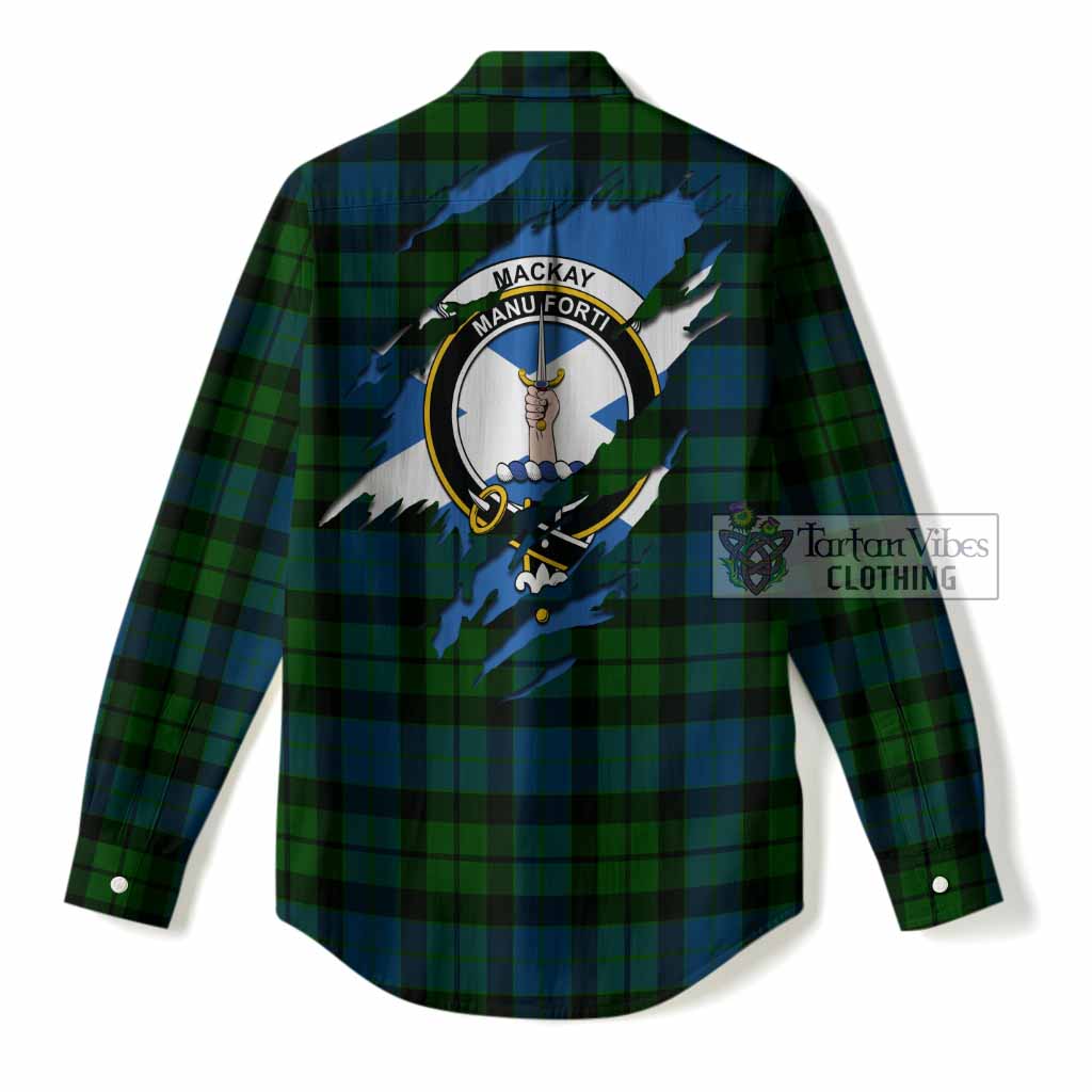 MacKay (McKay) Clan Crest In Me Tartan Women Casual Shirt Scotland Flag Style