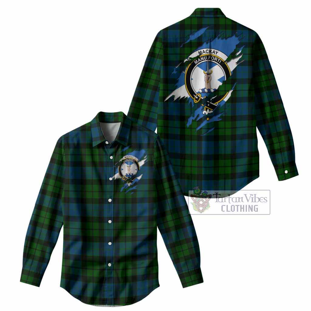 MacKay (McKay) Clan Crest In Me Tartan Women Casual Shirt Scotland Flag Style