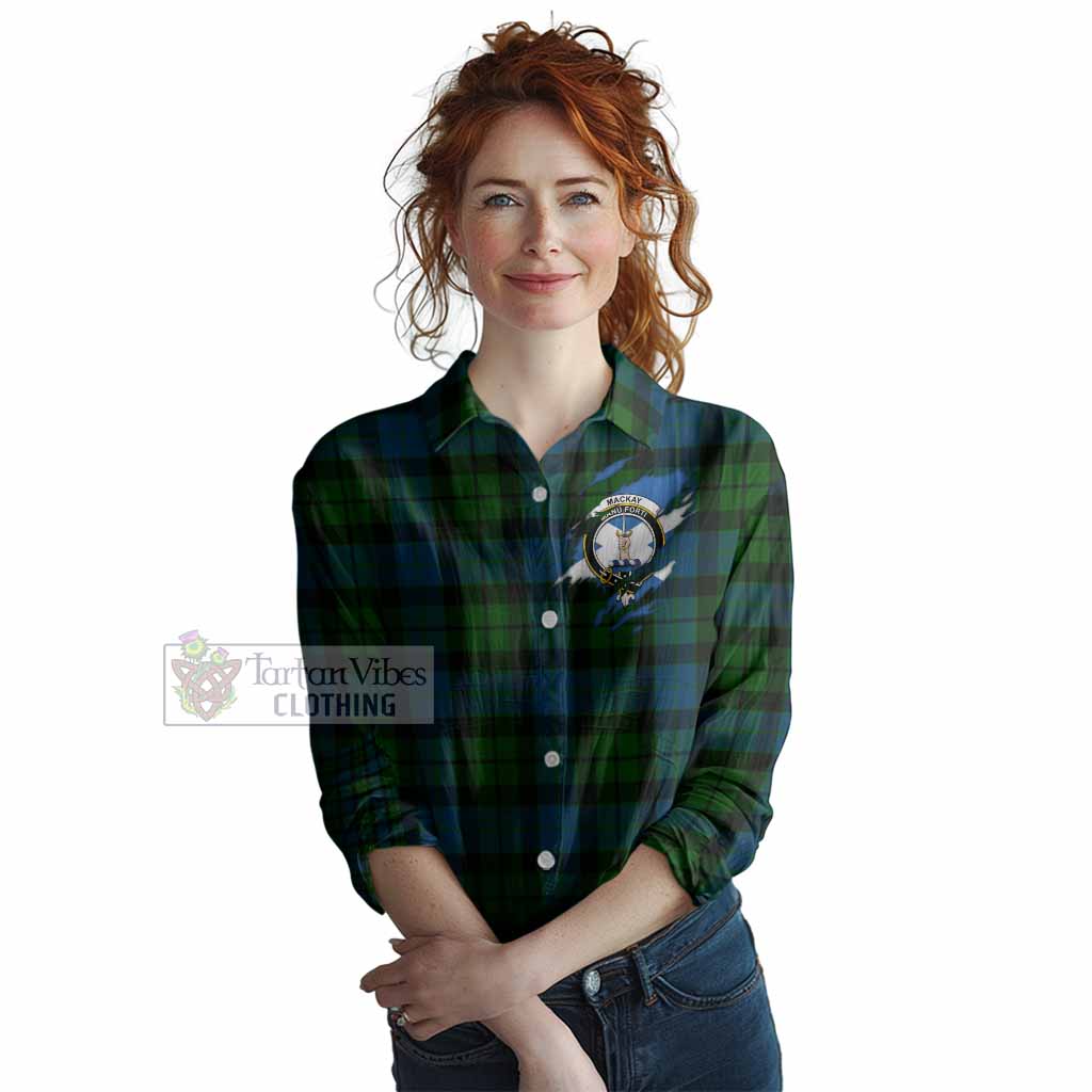 MacKay (McKay) Clan Crest In Me Tartan Women Casual Shirt Scotland Flag Style