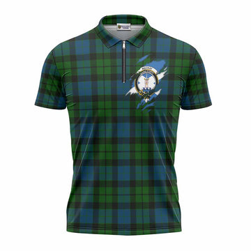 MacKay (McKay) Clan Crest In Me Tartan Zipper Polo Shirt Scotland Flag Style