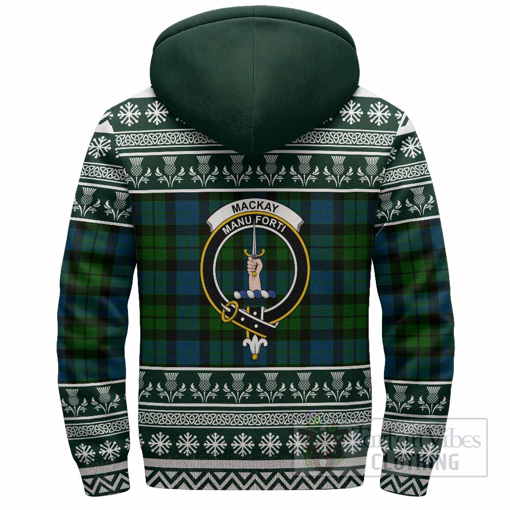 MacKay (McKay) Clan Tartan Christmas Fleece Hoodie with Family Crest - Tartan Vibes Clothing