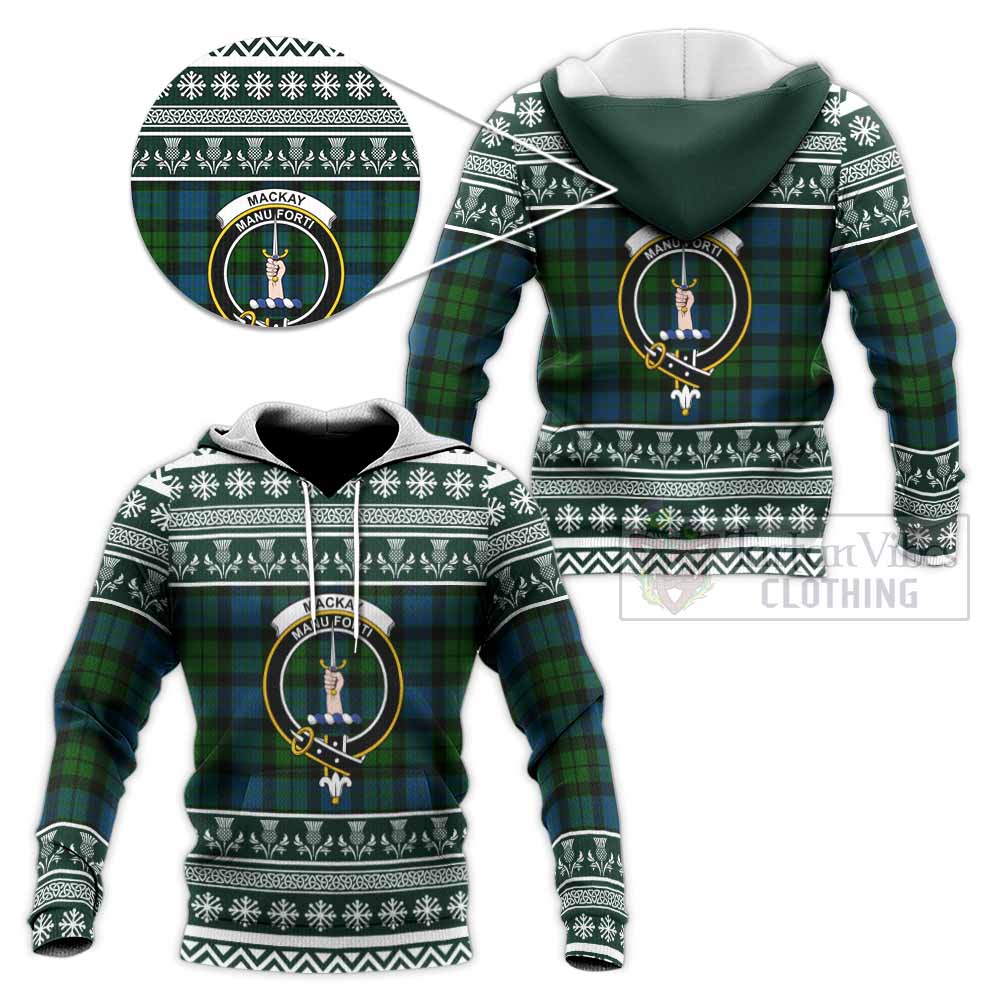 MacKay (McKay) Clan Tartan Christmas Knitted Hoodie with Family Crest - Tartan Vibes Clothing