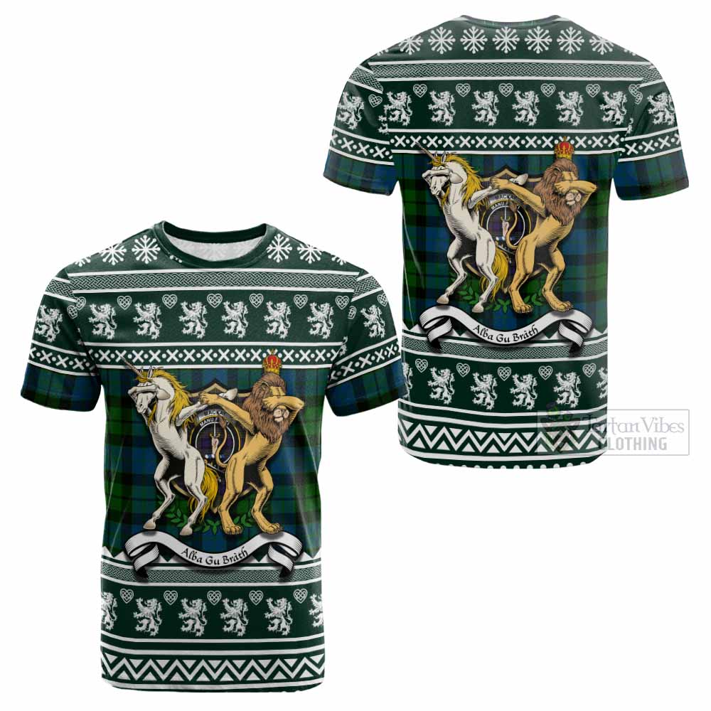 MacKay (McKay) Clan Tartan Crest Christmas Cotton T-shirt Coat of Arms Funny Style - Tartan Vibes Clothing