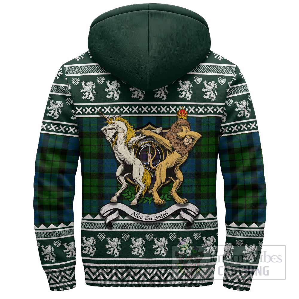 MacKay (McKay) Clan Tartan Crest Christmas Fleece Hoodie Coat of Arms Funny Style - Tartan Vibes Clothing