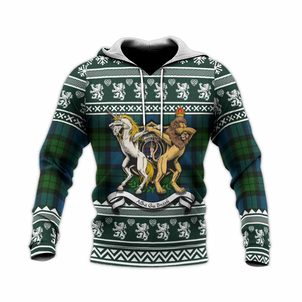 MacKay (McKay) Clan Tartan Crest Christmas Knitted Hoodie Coat of Arms Funny Style - Tartan Vibes Clothing