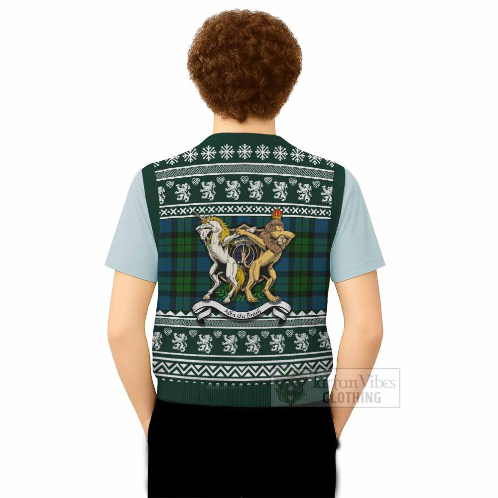 MacKay (McKay) Clan Tartan Crest Christmas Knitted V-Neck Vest Coat of Arms Funny Style - Tartan Vibes Clothing