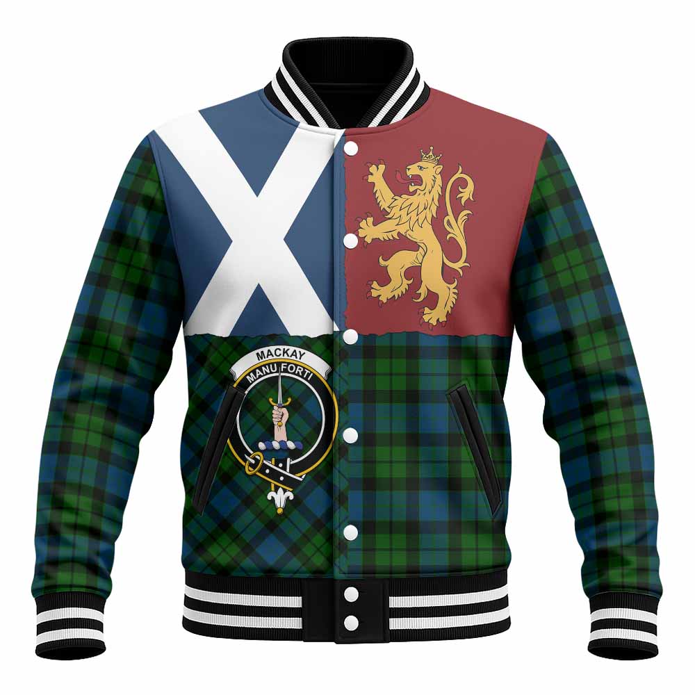 MacKay (McKay) Crest Tartan Baseball Jacket with Lion Rampant Saltire Style