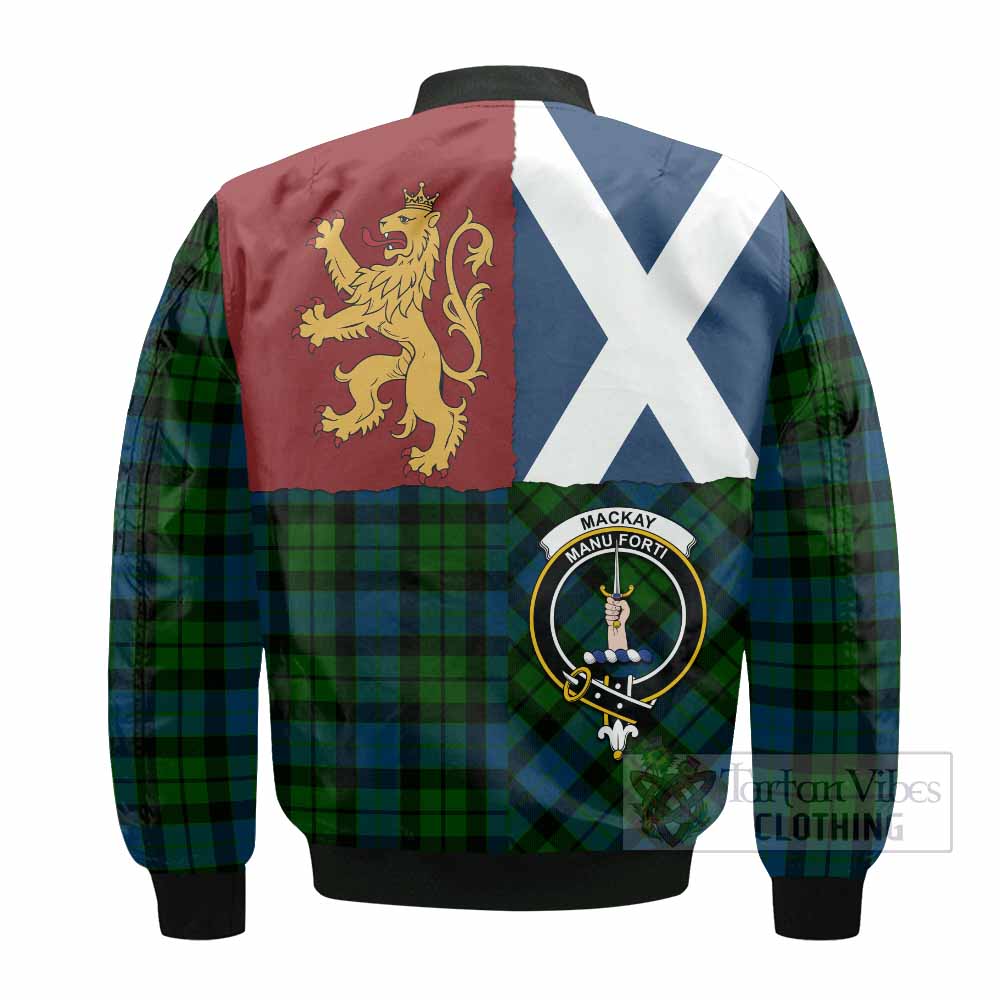 MacKay (McKay) Crest Tartan Bomber Jacket with Lion Rampant Saltire Style