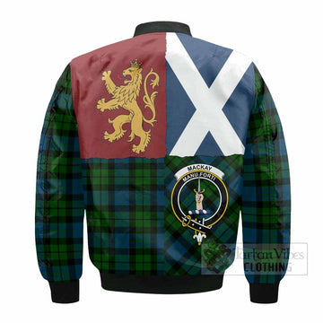 MacKay (McKay) Crest Tartan Bomber Jacket with Lion Rampant Saltire Style
