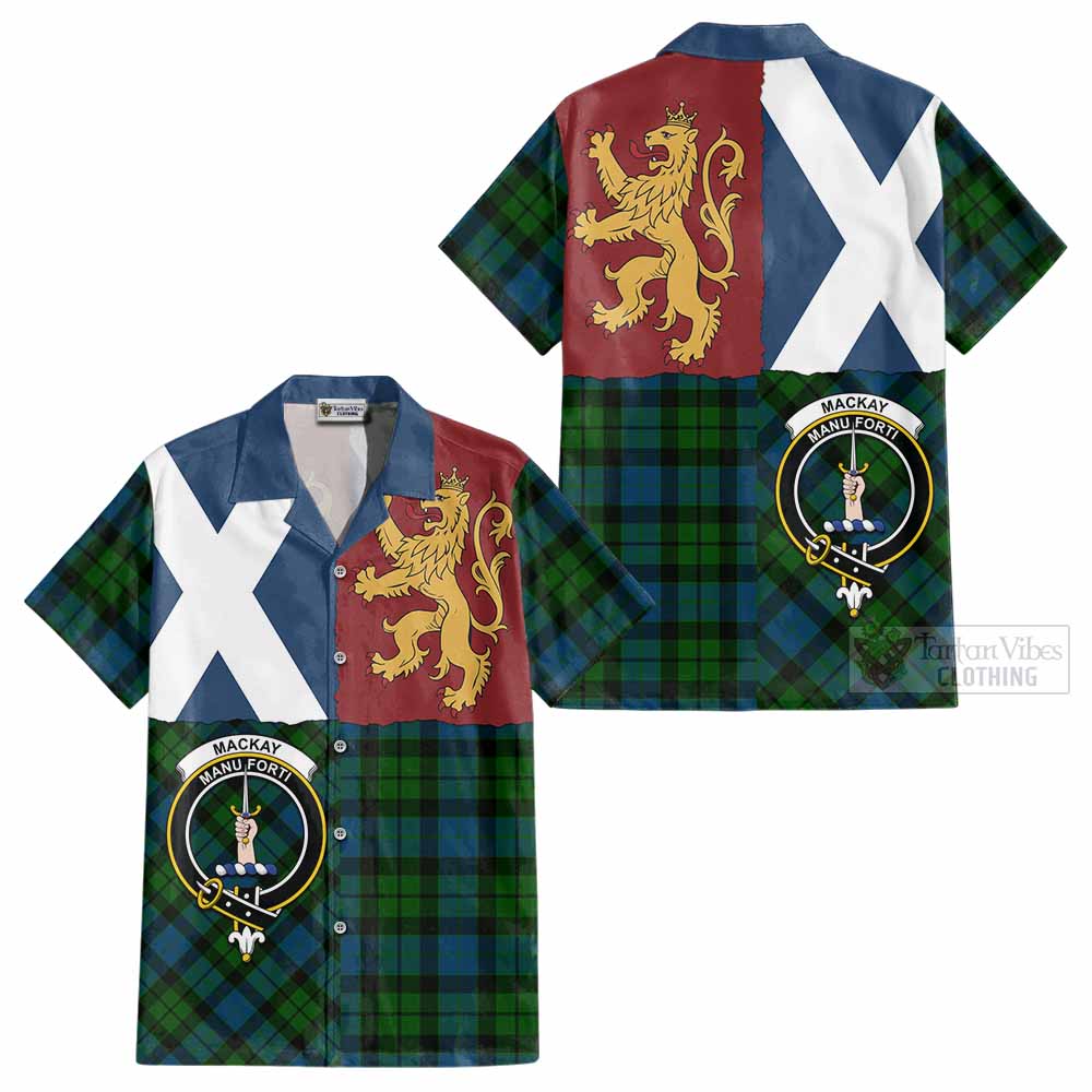 MacKay (McKay) Crest Tartan Cotton Hawaiian Shirt with Lion Rampant Saltire Style - Tartan Vibes Clothing
