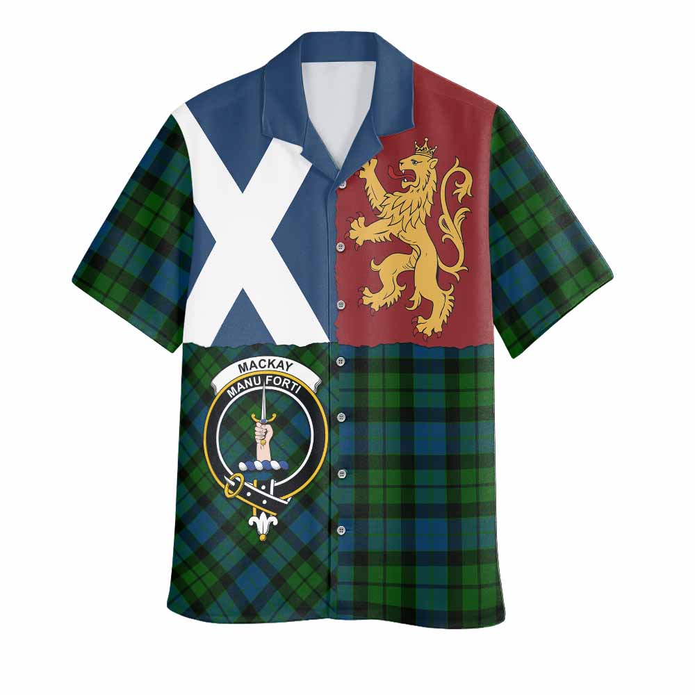 MacKay (McKay) Crest Tartan Hawaiian Shirt with Lion Rampant Saltire Style